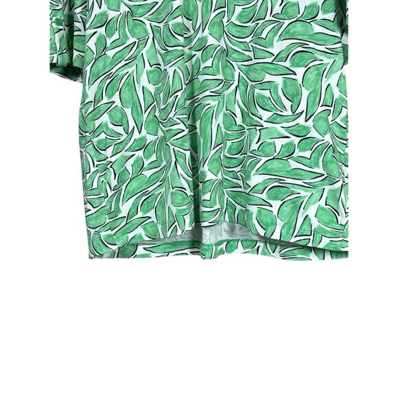 Chico’s‎ Size 3 XL Green White Leaf Print V-Neck Pima Cotton Elbow Sleeve Top - Picture 4 of 12